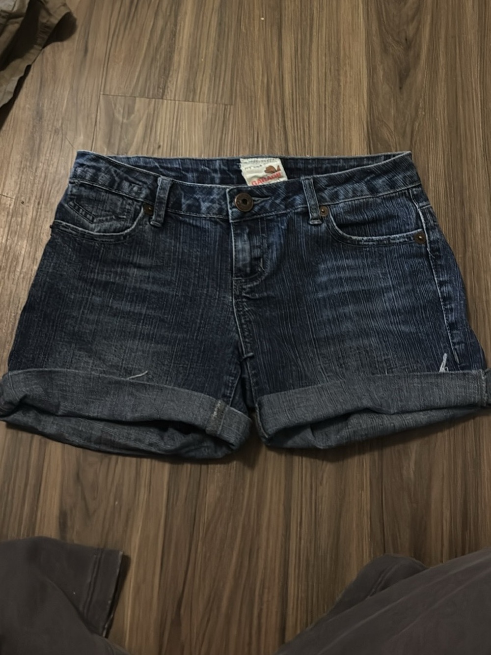 Garage Dark Blue Rolled Cuff Denim Shorts